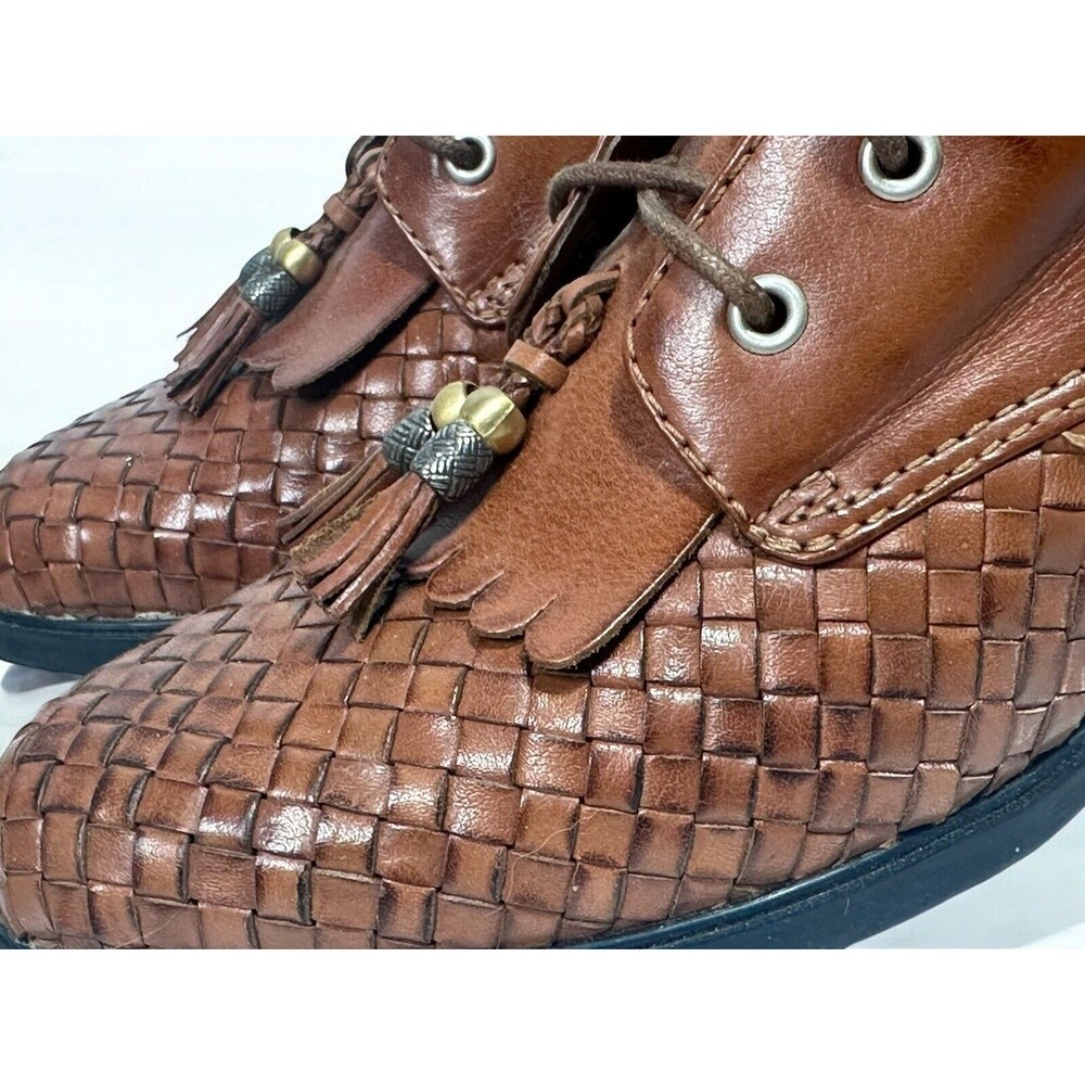VTG Ariat Boots Women's 5.5B Brown Leather Kiltie Tassel Woven Retro Western - Picture 6 of 12